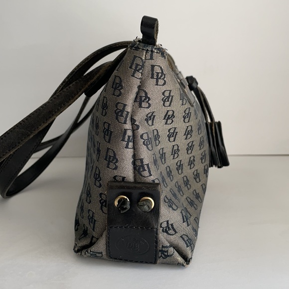 Dooney & Bourke Black Gray Leather Logo Canvas Bag - Picture 6 of 13